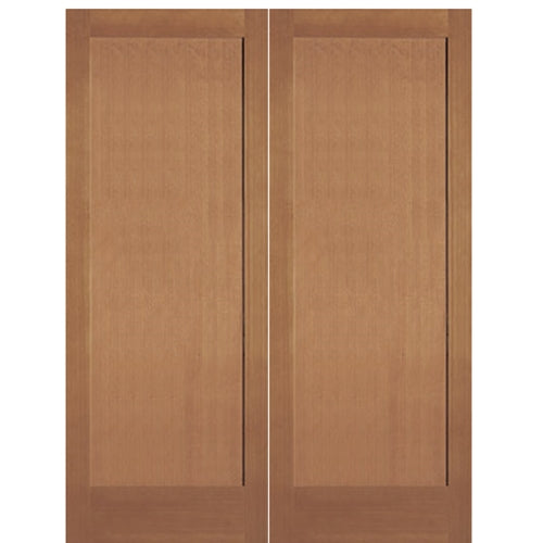 1-Panel Hemlock Fir Solid Wood Interior Double Door