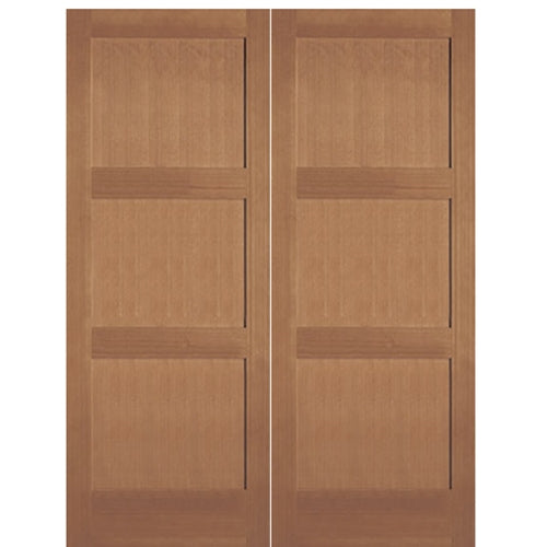 3-Panel Hemlock Fir Solid Core Interior Double Door