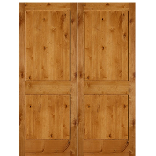 2-Panel Shaker Knotty Alder Solid Core Double Door