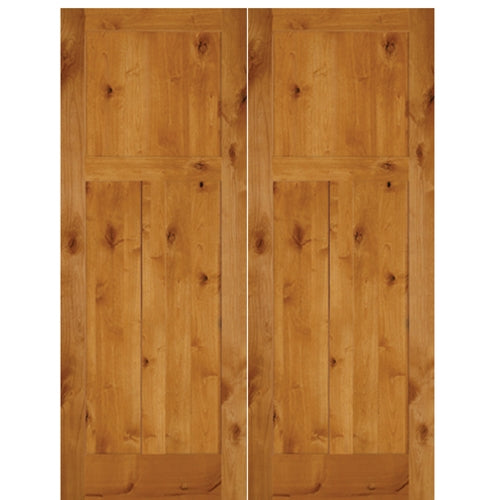 Craftsman Shaker Knotty Alder Solid Core Double Door