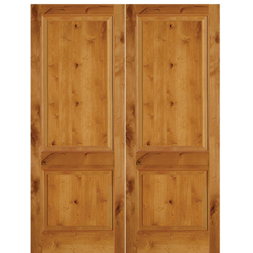 2 Panel Square Top Knotty Alder Solid Core Double Door