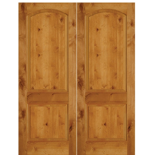 2 Panel Arch Top Knotty Alder Solid Core Double Door