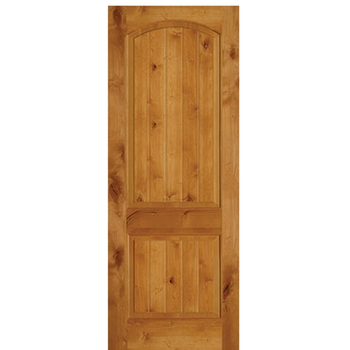 2 Panel Arch Top V Grooved Knotty Alder Solid Core Door