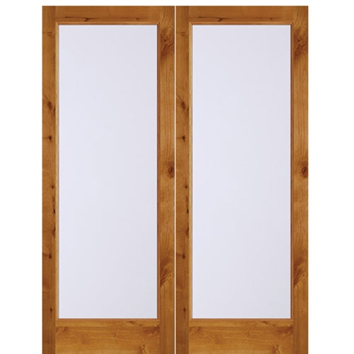 Full Lite Knotty Alder Solid Core Double Door