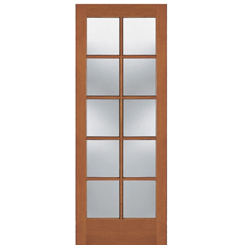 Hemlock Fir 10 Lite Interior Door with Ovolo Sticking and Clear Glass