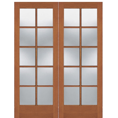 Hemlock Fir 10 Lite Interior Double Door with Ovolo Sticking and Clear Glass