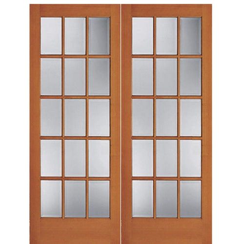 Hemlock Fir 15 Lite Interior Double Door with Ovolo Sticking and Clear Glass