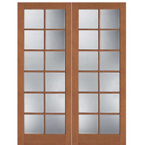 Hemlock Fir 12 Lite Interior Double Door with Ovolo Sticking and Clear Glass