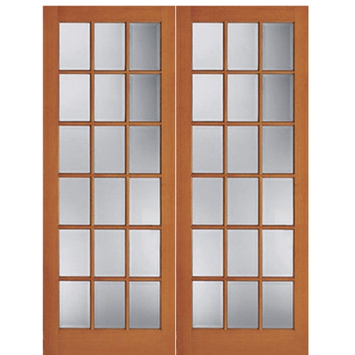 Hemlock Fir 18 Lite Interior Double Door with Ovolo Sticking and Clear Glass