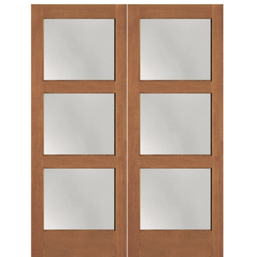 Hemlock Fir 3 Lite Shaker Style Interior Double Door