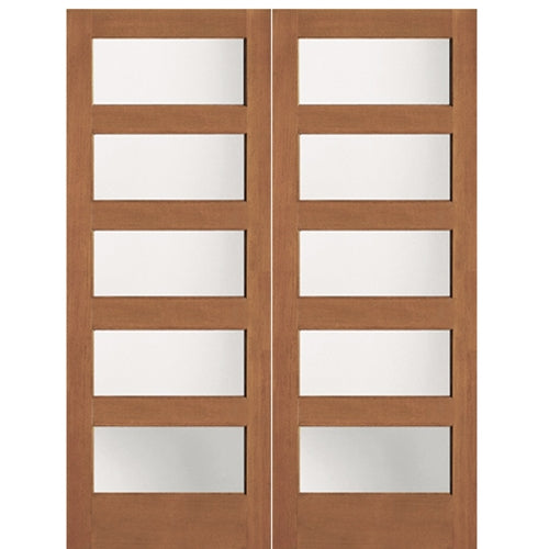 Hemlock Fir 5 Lite Shaker Style Interior Double Door