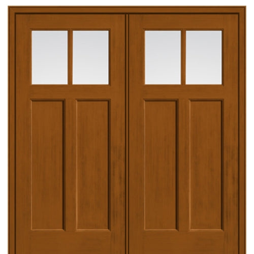 2 Lite Craftsman Style Fir Grain Fiberglass Double Door