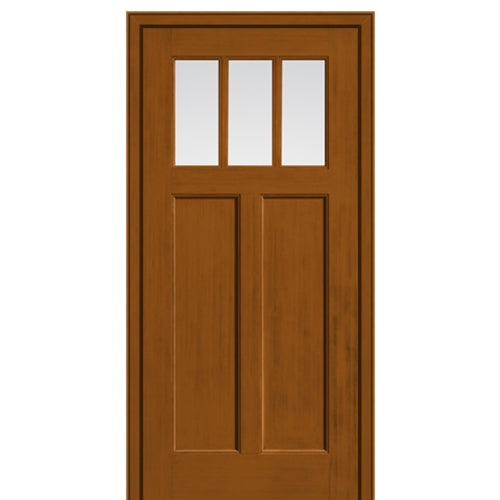 3 Lite Craftsman Style Fir Grain Fiberglass Door