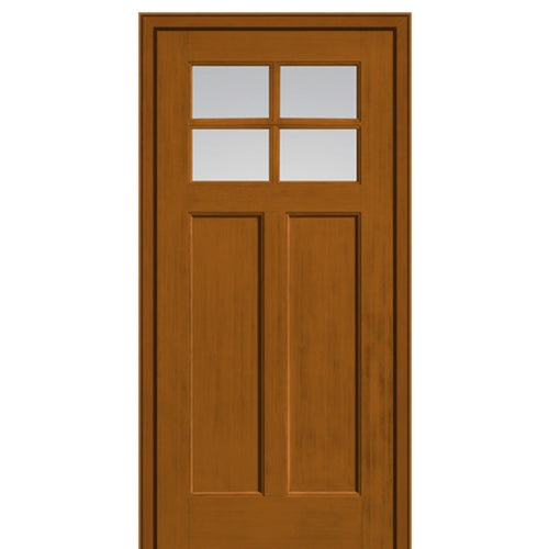 4 Lite Craftsman Style Fir Grain Fiberglass Door