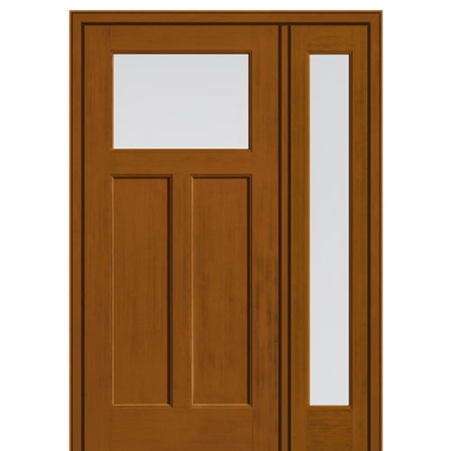 Craftsman Style Fir Grain Fiberglass Door With Full Lite Sidelite