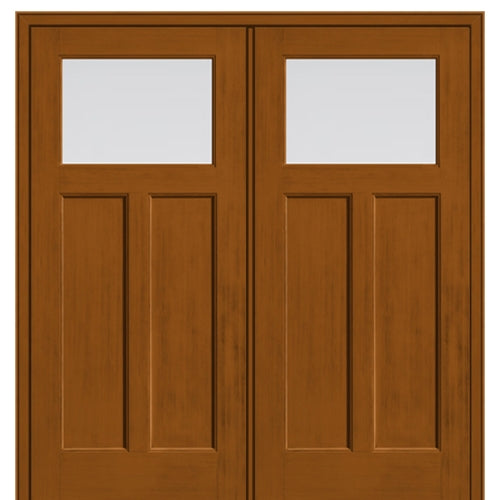 Craftsman Style Fir Grain Fiberglass Double Door