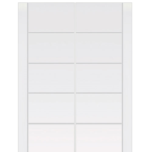 5 Panel Premium Flush Redi-Prime Interior Double Door With Vertical Groove