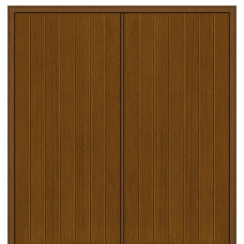 Full Plank Mahogany Grain Fiberglass Double Door 