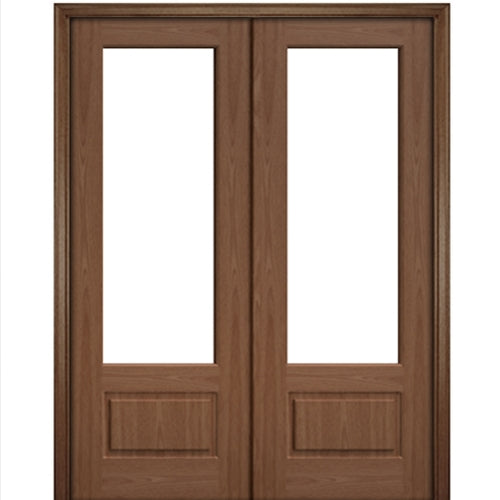 Port Collection Biscayne Mahogany 1 Lite Prehung HVHZ Impact Rated Double Door