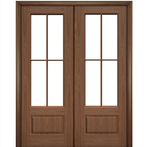 Port Collection Biscayne Mahogany 4 Lite Prehung HVHZ Impact Rated Double Door