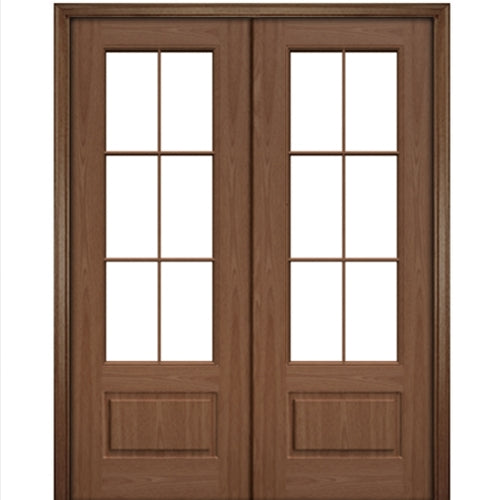 Port Collection Biscayne Mahogany 6 Lite Prehung HVHZ Impact Rated Double Door