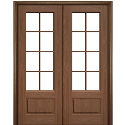 Port Collection Biscayne Mahogany 8 Lite Prehung HVHZ Impact Rated Double Door