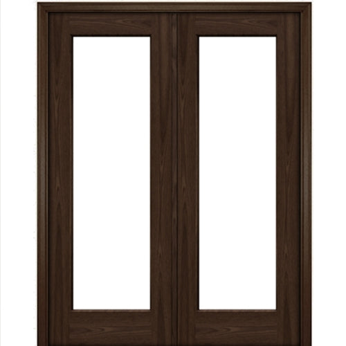 Port Collection Naples Mahogany Full Lite Prehung HVHZ Impact Rated Double Door