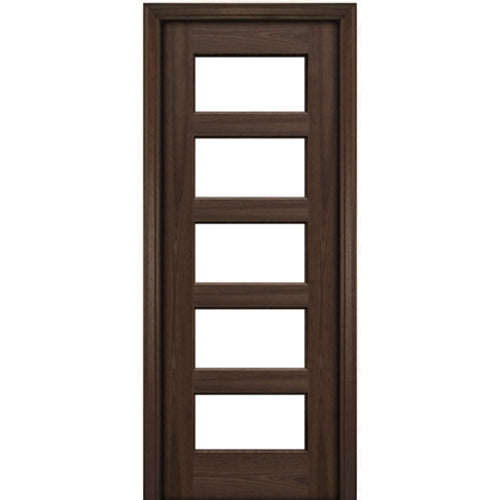 Port Collection Naples Mahogany 5 Lite Contemporary Prehung HVHZ Impact Rated Door