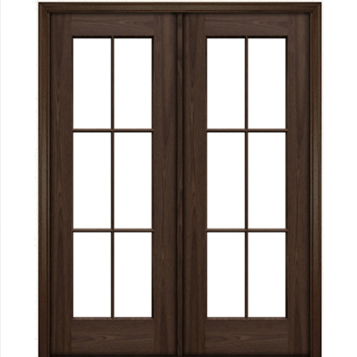 Port Collection Naples Mahogany 6 Lite Prehung HVHZ Impact Rated Double Door