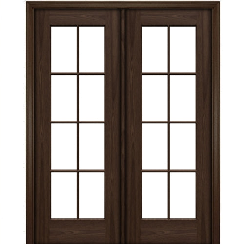 Port Collection Naples Mahogany 8 Lite Prehung HVHZ Impact Rated Double Door