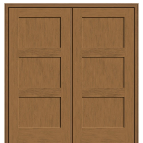 3 Panel Fiberglass Fir Grain Shaker Style Double Door