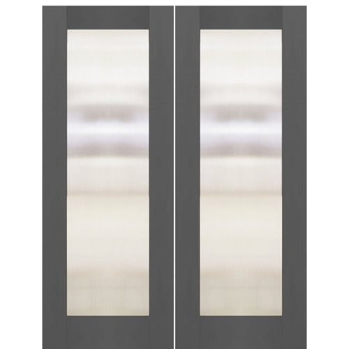 Full Lite Smooth Flush Glazed Fiberglass Double Door