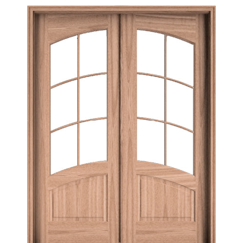 Rio Aberdeen Square Top TDL 6LT 8/0 E-04  | Rio 96" Tall Arch Top 6-Lite Rio Aberdeen TDL Mahogany Wood Double Doors