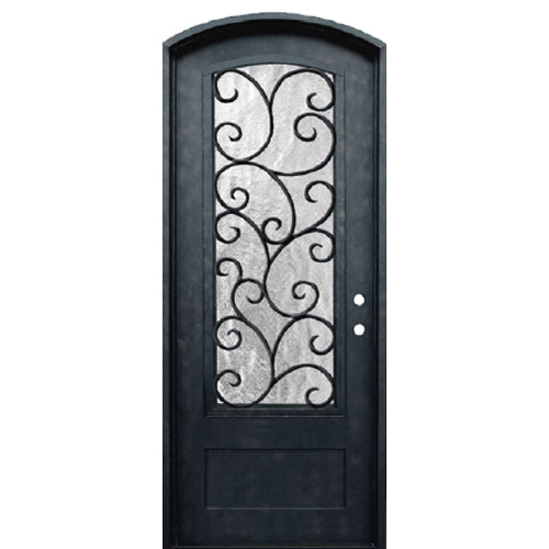 Augustine 3/4 Lite 8-0 1D | Iron Scroll Arched Door