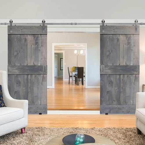 Mid Rail Plank Barn Door-2 | Knotty Alder Ranch Style Mid Rail Double Barn Door