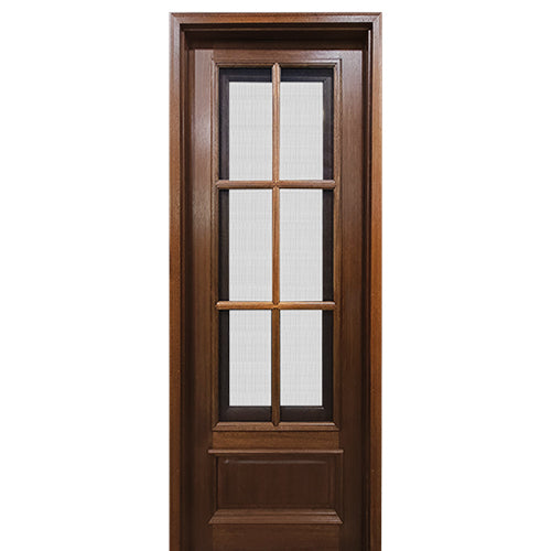 Breezeport TDL 6LT E-01L | 8'0" Tall Breezeport 6-Lite TDL Mahogany Entry Door with Built-in Screen and Operable Window Attached on the Left