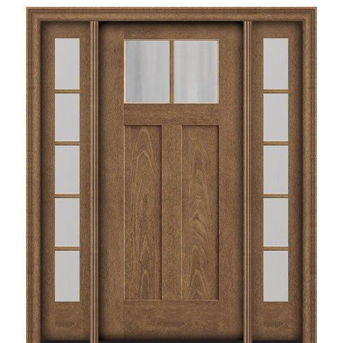 CCA220-1-2 | 2 Lite Craftsman Style Fir Grain Fiberglass Door With Matching 5 Lite Sidelites