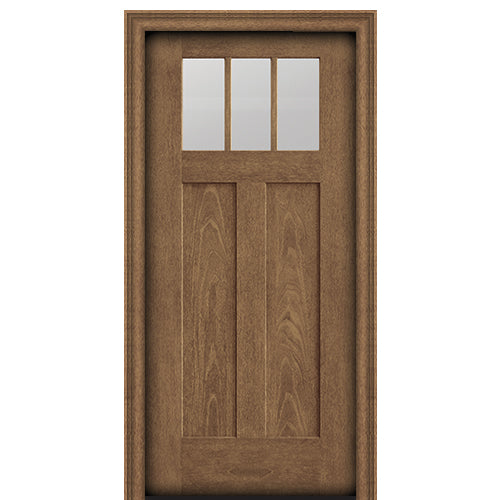 CCA230 | 3 Lite Craftsman Style Fir Grain Fiberglass Door