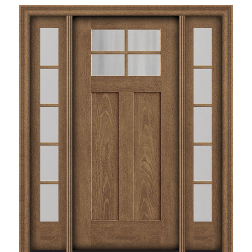 CCA240-1-2  | 4 Lite Craftsman Style Fir Grain Fiberglass Door With Matching 5 Lite Sidelites