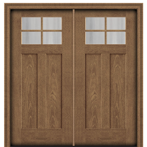 CCA240-2 | 4 Lite Craftsman Style Fir Grain Fiberglass Double Door