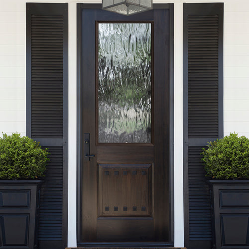 2/3 Lite KA | 2/3 Lite Fiberglass Exterior Door with Privacy or Clear Glass and Knotty Alder Wood Grain