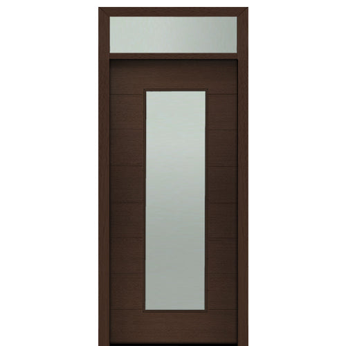 Milan Wide-Lite-R 6/8 E-01-T | Prehung 36" X 80" Tall Milan Thin Lite Modern Mahogany Entry Door with 12" Transom