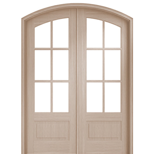 Rio Tiffany TDL 6LT 8/0 E-17  | Quick Ship Pre-hung Unfinished 96" Tall Arch Top 6-Lite TDL Mahogany Wood Double Doors