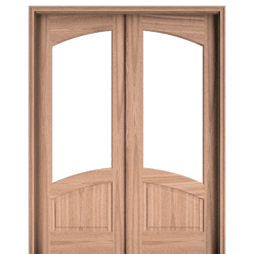 Rio Aberdeen Square Top TDL 1LT 6/8 E-04  | Rio 80" Tall Top 1-Lite Rio Aberdeen TDL Mahogany Wood Double Doors