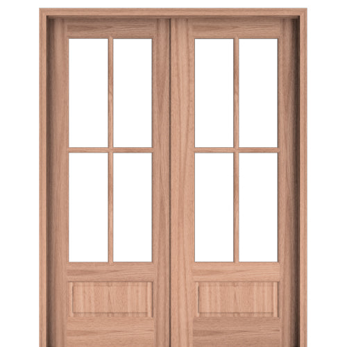 Rio Alexandria TDL 4LT 8/0 E-04 | Rio 4-Lite Mahogany Pre-Hung Double Doors