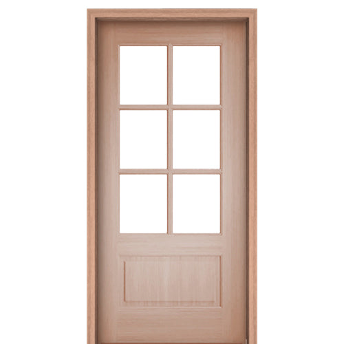 Rio Alexandria TDL 6LT 6/8 E-01  | Rio 36"x80" 6-Lite Mahogany Pre-Hung  Entry Door