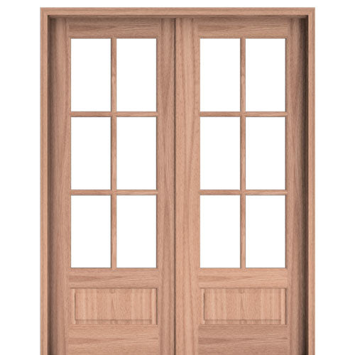 Rio Alexandria TDL 6LT 8/0 E-04 | Rio 6-Lite Mahogany Pre-Hung Double Doors