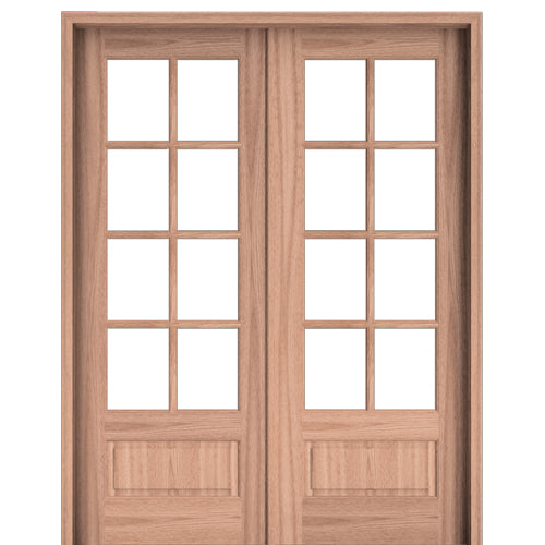 Rio Alexandria TDL 8LT 8/0 E-04 | Rio 8-Lite Mahogany Pre-Hung Double Doors