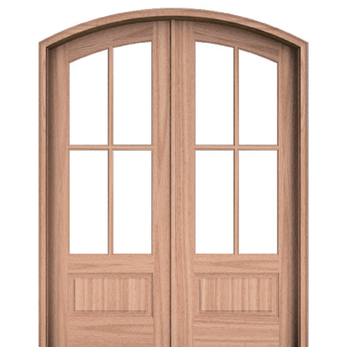 Rio Tiffany TDL 4LT 8/0 E-17  | Rio Pre-hung 96" Tall Arch Top 4-Lite TDL Mahogany Wood Double Doors