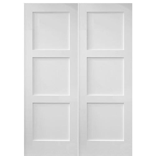 8730 Double  | 3-Panel Shaker Redi-Primed Solid Core Double Door